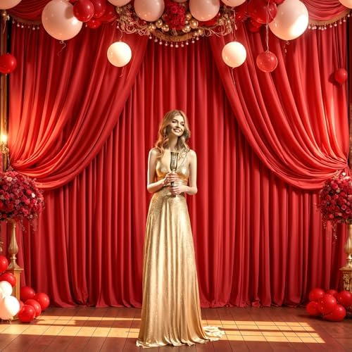 10ft x 10ft Red Backdrop Curtain for Parties Red Wrinkle Free Backdrop Drapes Panels for Wedding Baby Shower Birthday Photo Photography Christmas Polyester Fabric Background Decoration - Image 5
