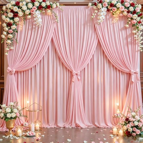 30x10ft Pink Backdrop Curtain Panels for Parties - Wrinkle Free Polyester Photo Curtain Backdrop Wedding Back Drop Fabric Drapes for Party Decorations Background for Photography by WishCare