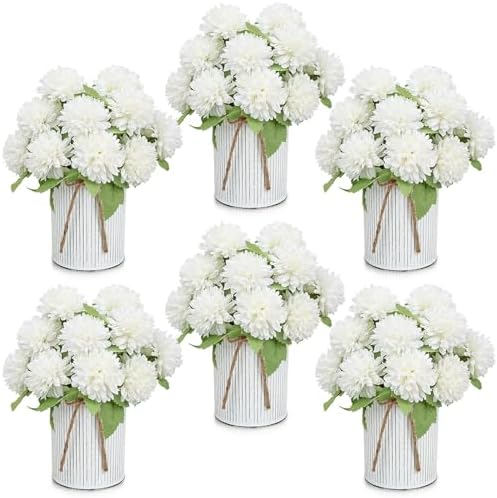 6 Set Pre-Made Flower Table Centerpieces - Ivory White by SEKNHOP