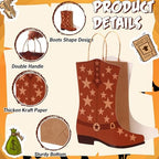 Mooliwe 32 Pcs Cowboy Cowgirl Boots Paper Bags Western Theme Kraft Gift Bag with Handles Candy Goodie Treat Grocery for Favors Wild West Birthday Rodeo Bachelorette Baby Shower Party Supplies (Brown) - Image 4