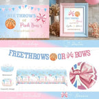 Free Throws or Pink Bows Gender Reveal Decorations, Party Balloon Arch Kit Supplies Includes Balloons, Banner, Sash, Badge Backdrop, Topper, Poster, Balloon Boxes, Tablecloth, Marker 150 PCs - Image 5