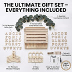 Wooden Baby Shower Crate Closet & Basket with Hanger Rack - Customizable Gift Basket with 2X Alphabet Letter Sets, Eucalyptus, 5 Hangers, Dividers, Nursery Decor Girls Boys (Natural Wood) - Image 3