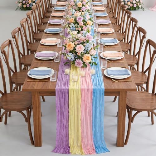 8 Pcs Pastel Cheesecloth Table Runner 118" Cloth Runner - Image 6