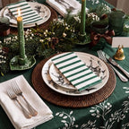 100 Pack Striped Linen-feel Napkins Bulk Striped, Green - Image 3
