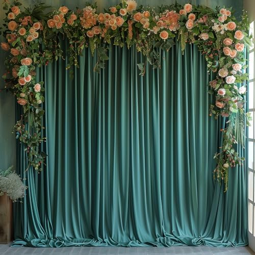 40x10ft Wrinkle Free Hunter Green Backdrop Curtain for Parties Soft Fabric Drapes Wedding Dark Green Curtain Backdrop for Birthday Party Decorations Background for Photography 5x10ft,8 Panels - Image 6