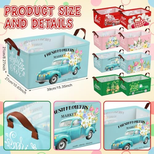 CHENGU 8 Pack Large Gifts Baskets Empty Collapsible Holiday Storage Bin - Image 3