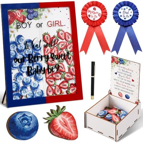Strawberry Blueberry Gender Reveal Game Baby Shower Red Blue by Unknown