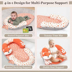 4 in 1 Tummy Time Mat with Educational Cards, Play Mat & Sitting Support for Newborn 0-12 Months, Infant Baby Sit Me Up Floor Seat, Sensory Skills Gifts, Fox - Image 3
