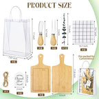 Kochorie 6 Sets Baby Shower Prizes for Game Winners 49 Pcs Square Bamboo Cheese Board Gift with Knives Spoons Gift Bags Kitchen Towels Bridal Shower Party Favors for Guests - Image 2