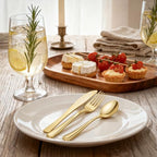 WDF300 Pieces Gold Plastic Silverware - Heavy Duty Disposable Cutlery Set Plastic Gold Silverware Set Includes 100 Forks, 100 Spoons, 100 Knives for Party/Baby Shower/Wedding/Birthday - Image 3