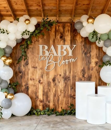 Baby In Bloom Wooden Signs Floral Gender Reveal Backdrop Party Photo Props - Image 3