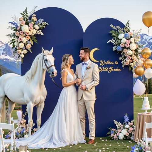 Navy Blue Arch Backdrop Cover 7.2FT 6FT Spandex Arch Covers Stretchy Backdrop Set of 2, Double-Layer Wrinkle Free Wedding Arch Stand Cover Party Backdrop Curtains for Baby Shower Birthday Party Decor by Tao-GePartyDecorations