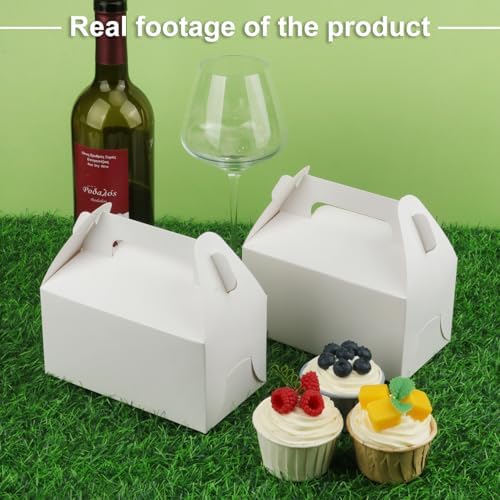 200 PCS Paper Treat Boxes, 6.4 x 3.5 x 3.5 inches White Party Favor Boxes for Birthday, Baby Shower, Wedding, and Christmas,Paper Goodies Boxes with Handles for Treats, Candy - Image 4