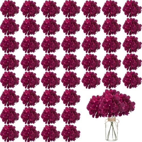WEISPARK 100PCS Artificial Hydrangea Flowers, Fake Flowers Silk Hydrangea Full Flowers Heads with Stems for Wedding Home Party Shop Baby Shower Decor (Fuchsia) by WEISPARK