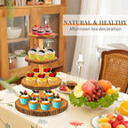 Cupcake Stand Wood Dessert Stands 4 Tier Wooden Cupcake Stand - Large Capacity, Bark-Covered, Varnished, Multi-Functional for Weddings, Baby Showers, and Parties. - Image 4