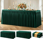 Green Polyester Table Cloths for Rectangle 8 Foot Tables, 2 Pack Wrinkle Free Tablecloths Stretchy Banquet Ruffle Fitted Table Cover Desk Skirt for Parties Wedding Birthday Baby Shower by Unknown