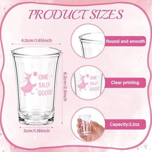 Vesici 50 Sets Silly Goose Party Favors for Guests Include Baby Shower Shot Glass and Card Organza Bag for Birthday Baby Shower Goose Party Supplies (Pink) - Image 3