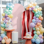 Red Water Waves Arch Backdrop Cover 7.2 ft Ombre Abstract Strips 2 Sided Wedding Arch Covers Stretchy Backdrop Round Top for Birthday, Party, Baby Shower Decorations - Image 4