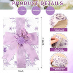 Fullhawl 50 Sets Wedding Invitations Wraps Set Pre Folded Vellum Jackets for 5 x 7 Invitations Dried Flowers Wax Seal Stickers Chiffon Silk Ribbon for Wedding Birthday Bridal Shower (Light Purple) - Image 3