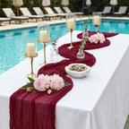 20 Pack Burgundy Red 17 x 108 Inch Cheesecloth Table Runner - Boho Gauze Sheer Fabric for Wedding Baby Shower Party Home Decor - Image 3