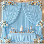 16ftx10ft Wrinkle Free Blue Backdrop Curtain - 10 Feet Photography Backdrop Drapes, Silky Polyester Back Drop Cloth for Wedding Baby Shower Balloon Arch Background - Image 2