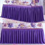 Partisky Purple Polyester Table Skirt for Rectangle Tables 14ft, Wrinkle Resistant Pleated Ruffle Table Cloth for Banquet Wedding Trade Baby Shower Display Gift Dining Table by Partisky