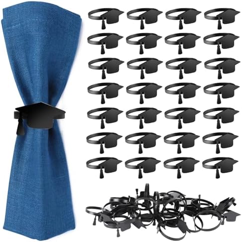 30 PCS Graduation Napkin Rings, 2026 Graduation Black Napkin Holders for Cloth Napkins Metal Napkin Holder Bulk for Graduation Party Supplies Graduation Table Decor by EYNDYN