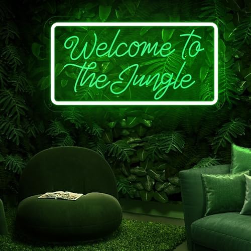 Welcome to the Jungle Neon Sign, Neon Light Sign for Wall Decor Dimmable Green LED signs for Bedroom Home Birthday Party Wedding Engagement Garden Man Cave Decor USB Powered - Image 3