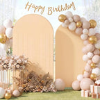 2 Set Wedding Arch Cover, Champagne Ripple & Solid Stretchy Backdrop Cover by Tegeme