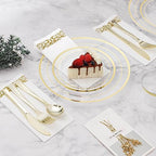 BESTVIP 175 PCS Clear Gold Plastic Plates and Silverware Set Disposable - Image 2