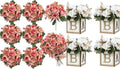 6 Bundles Peonies Artificial Flowers & Pack of 4 Baby Shower Centerpieces for Tables by SEKNHOP
