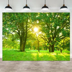 10x5ft Spring Backdrop Green Forest Sunshine Photography Background Jungle Trees Grass Field Nature Scenery Kids Birthday Baby Shower Banner Decorations Wedding Portrait Photo Booth Prop by ASDCXZ