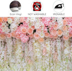 10x8ft Pink Rose Flower Wedding Photography Backdrop Spring Floral Photography Backdrop Valentine's Day Mother's Day Girl Birthday Baby Shower Wedding Bridal Party Banner Photo Booth Props Background - Image 7