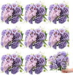 Zeyune 8 Pcs 13.4 Inch Artificial Flowers Bouquet,Peony,Purple by Zeyune