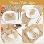 Cloth Napkins Set of 12 Beige Napkins 20x20inch Cheesecloth Napkin Rustic Boho Gauze Washable Dinner Napkin Cloth Bulk for Wedding Party Bridal Baby Shower Thanksgiving Table Decor - Image 4