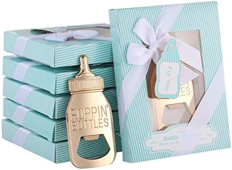 24pcs Poppin Bottle Bottle Opener Baby Shower Favors Gift for Boy with Exquisite Packaging Box,Baby Shower Souvenirs For Guests Boy Baby Shower Party Decor Supplies by WeddParty (Blue A, 24) by WeddPtyFr