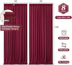 Burgundy Backdrop Curtains - 8 Panel Wrinkle-Free Polyester Photography Drapes for Baby Shower & Birthday Party - 32 X 10FT - Image 3