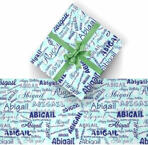 AOFUN Personalized Name Text Wrapping Paper Unique Wrapping Paper Customized Wrapping Paper Personalized Name Text Wrapping Paper 5 Rolls 58" x 23" - Image 2