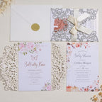 50Pcs Glitter Laser Cut Wedding Invitation Cards with Envelope Silvery - Image 7