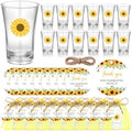 Funnymoom 50 Sets Sunflower Birthday Party Favors for Guests Souvenir Yellow Sunflower Acrylic Clear Shot Glasses Thank You Tags with Organza Bridal Shower Baby Shower Party Supplies by Funnymoom