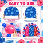 Cinrobiye 50PCS Tropical Summer Arch Backdrop Cover Set for 4FT 5FT 6FT Round Stands, Spandex Hawaii Party Backgrounds with Balloon, Beach Birthday, Pool Party, Hawaiian Luau Photo Booth Decor - Image 3