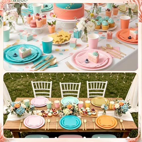 Mimorou 175 Pcs Tropical Coral Plates and Napkins Party Supplies - Image 6