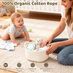 8 Pack Small Woven Baskets for Gifts Empty, 12"x8"x5" Cotton Rope Storage Baskets with Handles, Gift Basket Kit with Bags & Ribbons for Baby Shower, Nursery, Christmas, Easter, Bulk White - Image 4