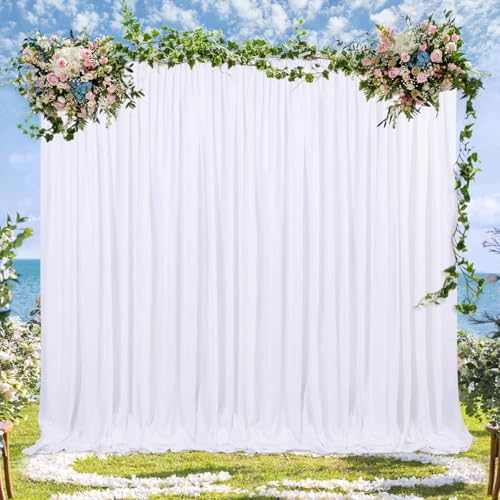 White Backdrop Curtains 30ft x 10ft: Polyester Photography Backdrop Drapes - Wedding Party Photo Shoot Background 6 Panels 5x10ft - Image 2
