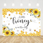 AIBIIN 8x6ft Honey Bee Baby Shower Backdrop A Little Honey is On The Way Photography Background Sunflower Honeycomb Bumblebee Baby Shower Party Decorations Banner Photo Booth Props - Image 3