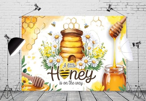 9x6ft Honey Bee Baby Shower Backdrop A Little Honey is on The Way Baby Shower Party Photography Background Daisy Floral Honeycomb Bee Baby Shower Decorations Banner Photo Studio Props - Image 5
