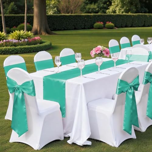 MDS® Pack of 150 Satin Chair Sashes for Wedding & Events – Sea Green - Image 6
