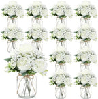 Zeyune 12 Sets Mason Jar Flowers Centerpiece Table Decorations,White by Zeyune