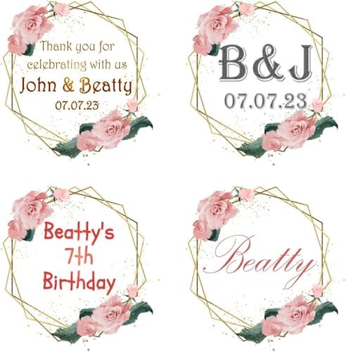 Custom Stickers - Personalized Labels for Weddings, Birthdays, and Business Logos. Waterproof, Fade & Heat Resistant, Cold Resistant. Pack of 100-1000. (Wreath 5, 4 Inch) - Image 2