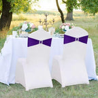 Spandex Purple Chair Sashes Bows 50 PCS Stretch Chair Cover Band - Image 6